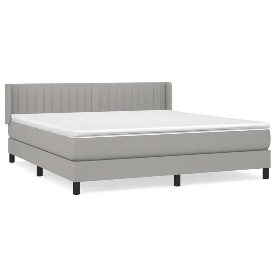 Boxspring Met Matras Stof Lichtgrijs 160 x 200 cm Verticale strepen