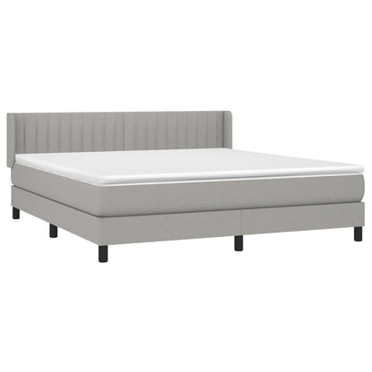Boxspring Met Matras Stof Lichtgrijs 160 x 200 cm Verticale strepen