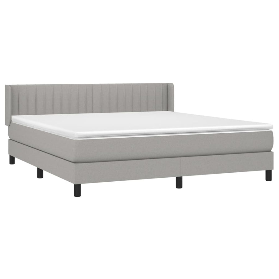 Boxspring Met Matras Stof Lichtgrijs 160 x 200 cm Verticale strepen
