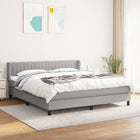 Boxspring Met Matras Stof Lichtgrijs 160 x 200 cm Verticale strepen