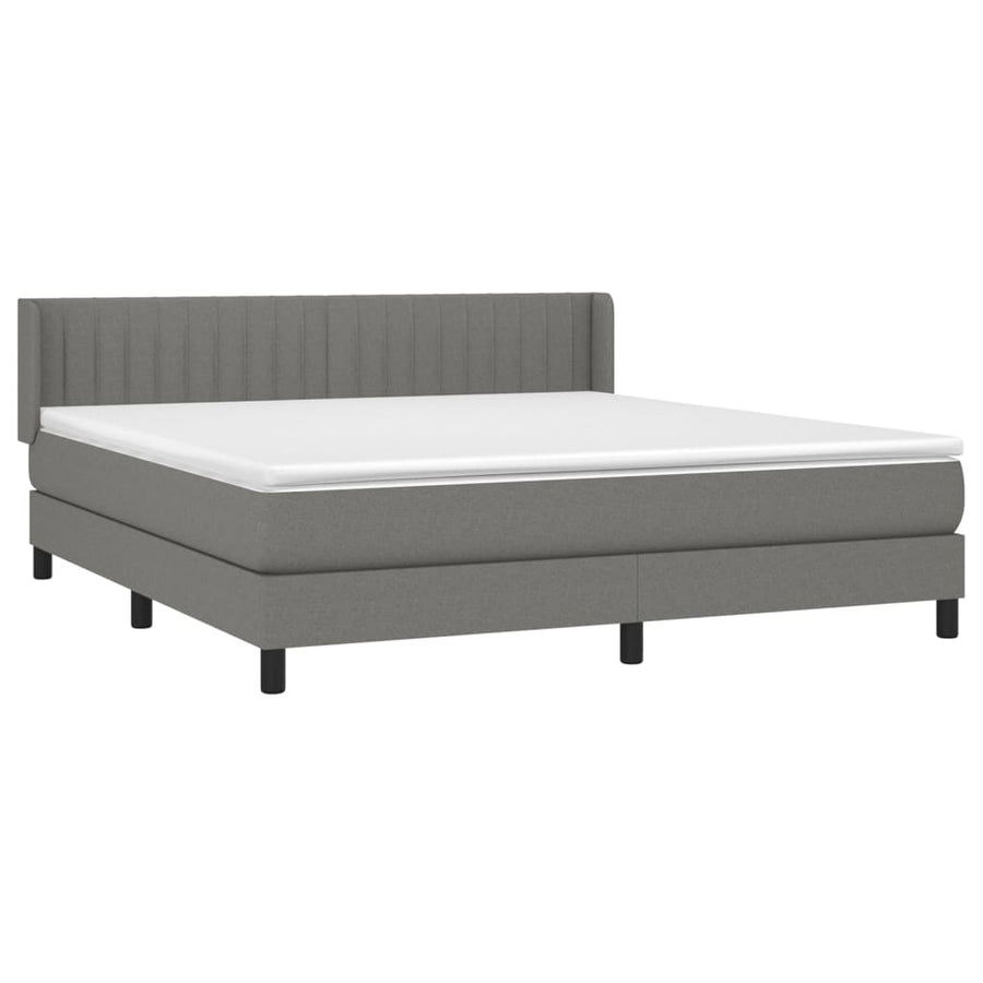 Boxspring Met Matras Stof Donkergrijs 160 x 200 cm Verticale strepen