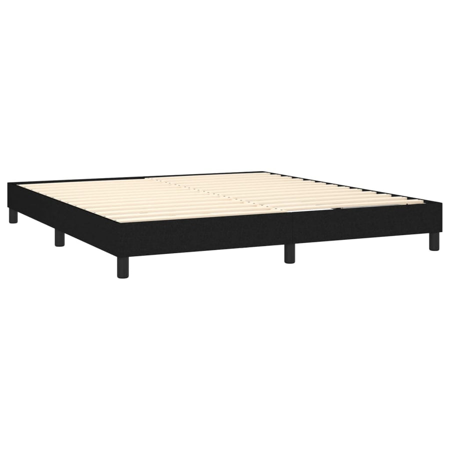 Boxspring Met Matras Stof Zwart 160 x 200 cm Verticale strepen