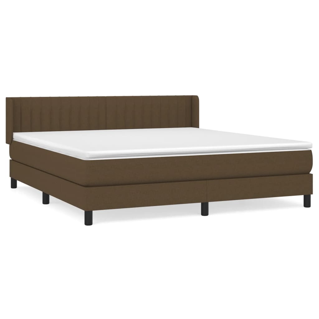 Boxspring Met Matras Stof Donkerbruin 160 x 200 cm Verticale strepen