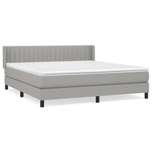 Boxspring Met Matras Stof Lichtgrijs 180 x 200 cm Verticale strepen