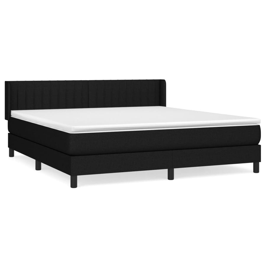 Boxspring Met Matras Stof Zwart 180 x 200 cm Verticale strepen
