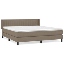 Boxspring met matras stof taupe 180x200 cm 180 x 200 cm Verticale strepen