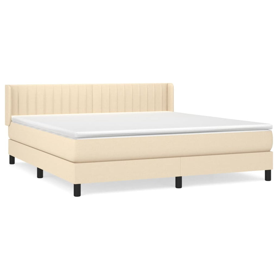Boxspring Met Matras Stof Crèmekleurig 180X200 Cm 180 x 200 cm Verticale strepen