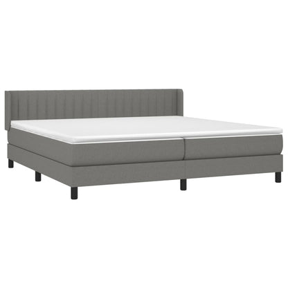 Boxspring Met Matras Stof Donkergrijs 200 x 200 cm Verticale strepen