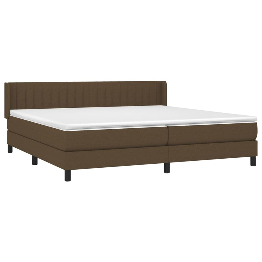 Boxspring Met Matras Stof Donkerbruin 200X200 Cm 200 x 200 cm Verticale strepen