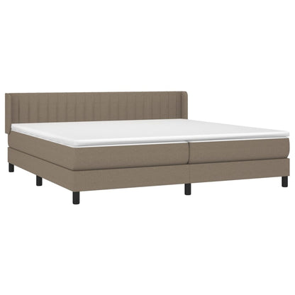 Boxspring met matras stof taupe 200x200 cm 200 x 200 cm Verticale strepen