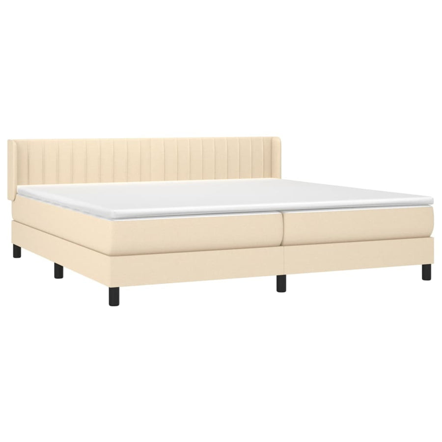Boxspring Met Matras Stof Kleurig Crème 200 x 200 cm Verticale strepen
