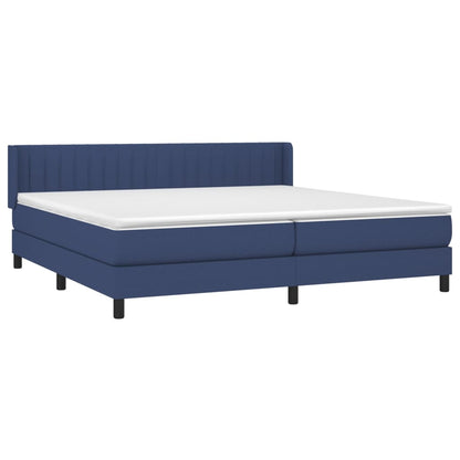 Boxspring Met Matras Stof Blauw 200 x 200 cm Verticale strepen