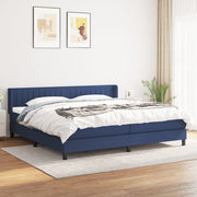Box spring with mattress fabric blue 200x200 cm