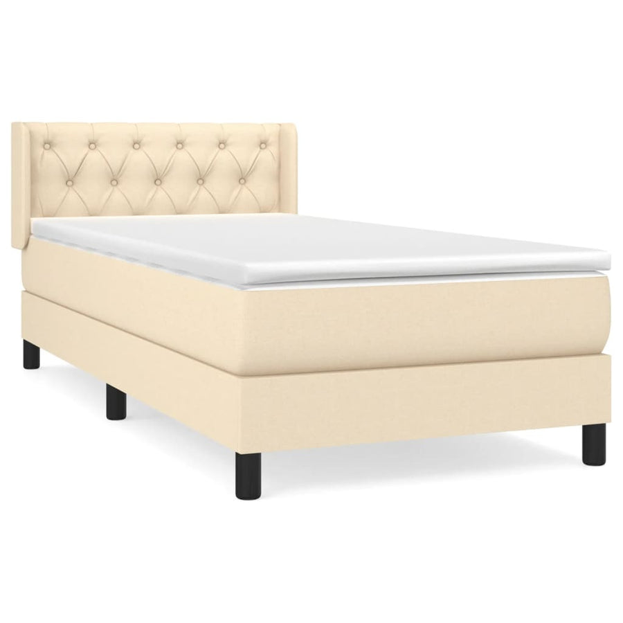 Boxspring met matras stof crèmekleurig 80x200 cm 80 x 200 cm Crème