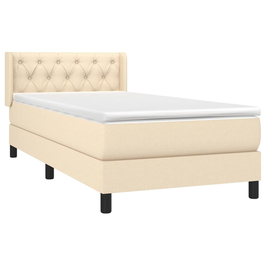Boxspring met matras stof crèmekleurig 80x200 cm 80 x 200 cm Crème
