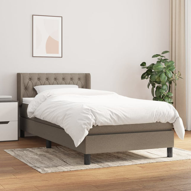 Boxspring met matras stof taupe 90x190 cm 90 x 190 cm Getuft ontwerp