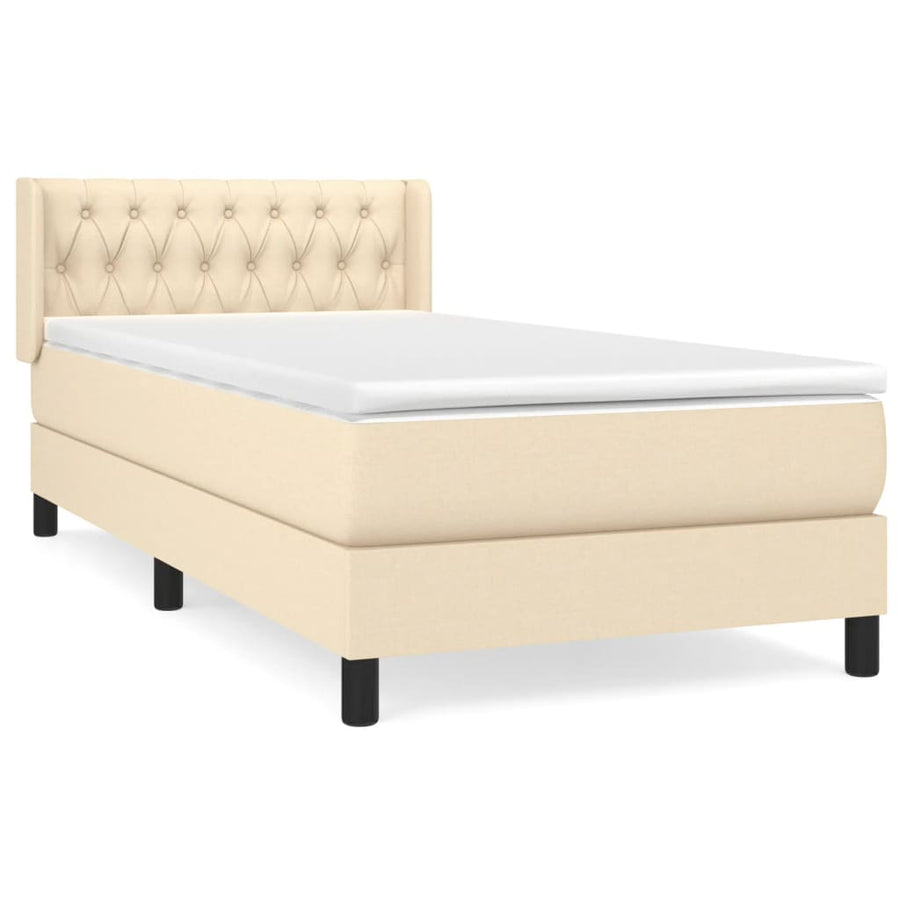 Boxspring met matras stof crèmekleurig 90x190 cm 90 x 190 cm Crème