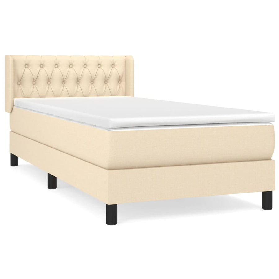 Boxspring met matras stof crèmekleurig 90x200 cm 90 x 200 cm Crème