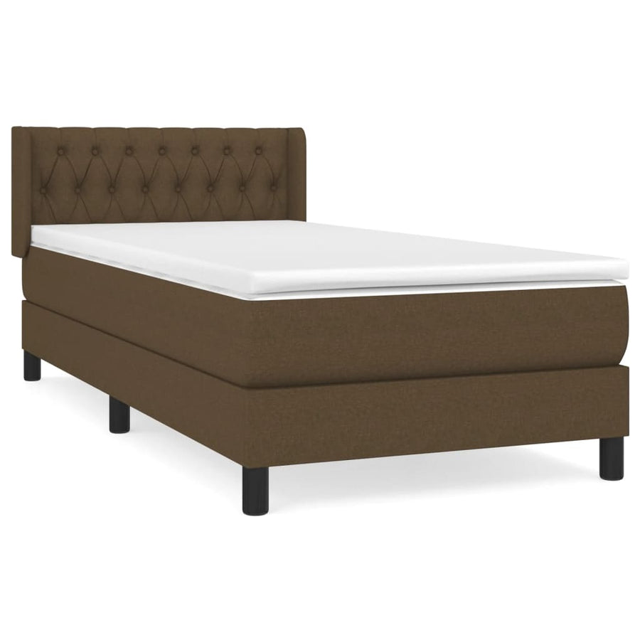 Boxspring Met Matras Stof Donkerbruin 100 x 200 cm Getuft ontwerp