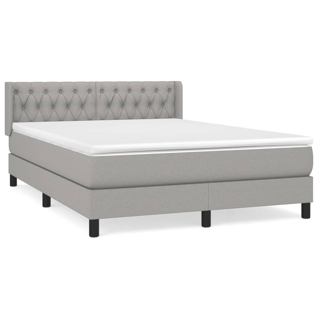 Boxspring Met Matras Stof Lichtgrijs 140 x 190 cm Getuft ontwerp