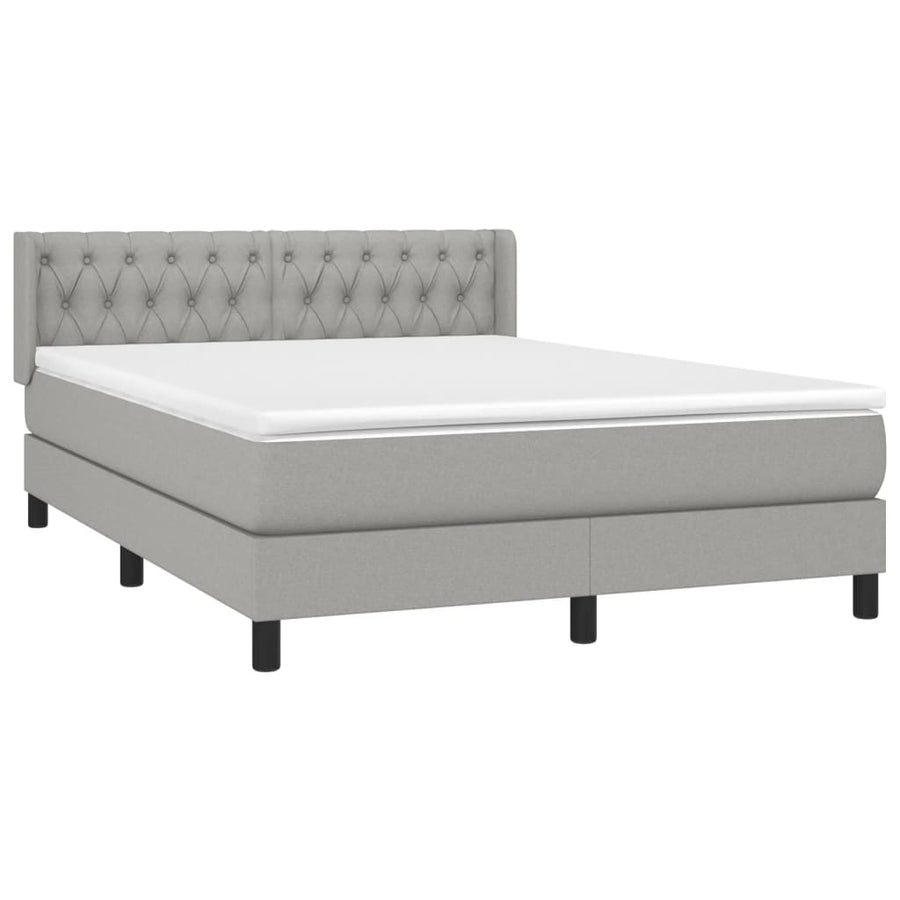 Boxspring Met Matras Stof Lichtgrijs 140 x 190 cm Getuft ontwerp