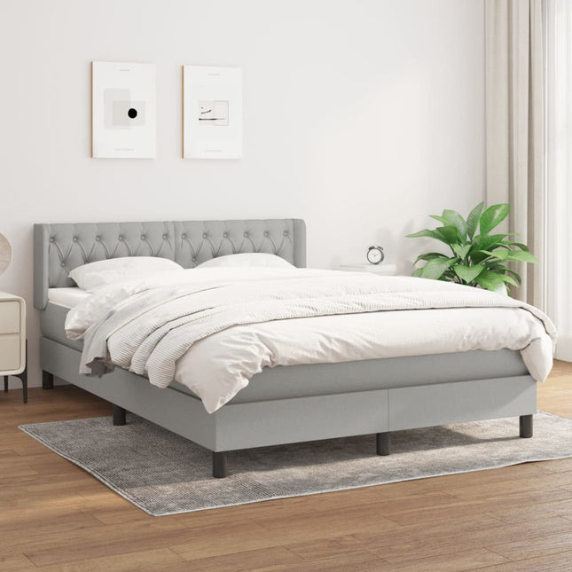 Boxspring Met Matras Stof Lichtgrijs 140 x 190 cm Getuft ontwerp