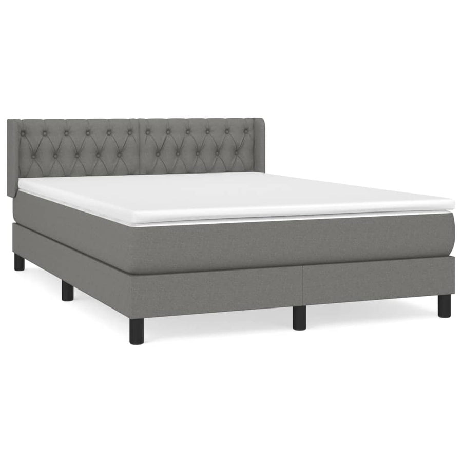 Boxspring Met Matras Stof Donkergrijs 140 x 190 cm Getuft ontwerp