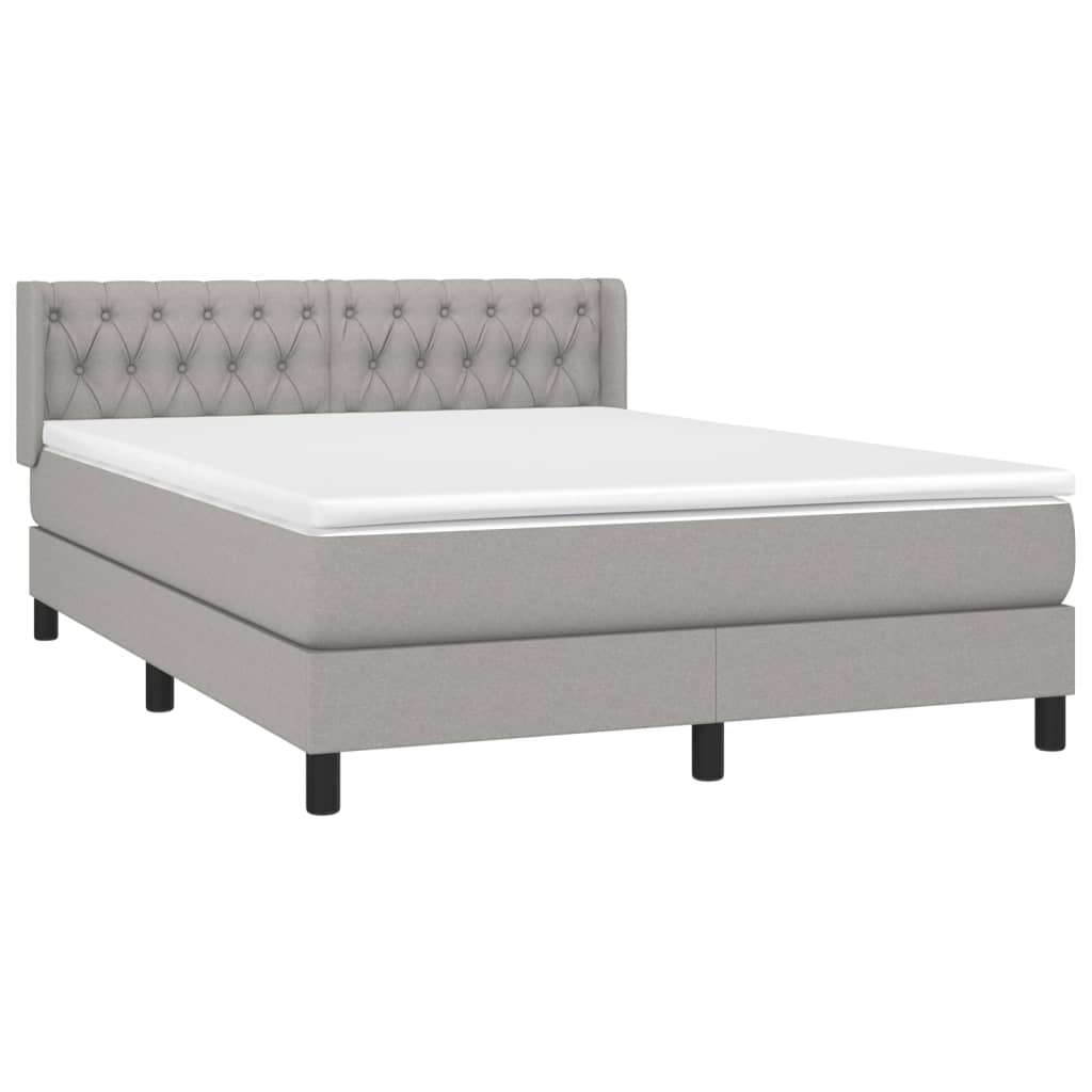 Boxspring Met Matras Stof Lichtgrijs 140 x 200 cm Getuft ontwerp