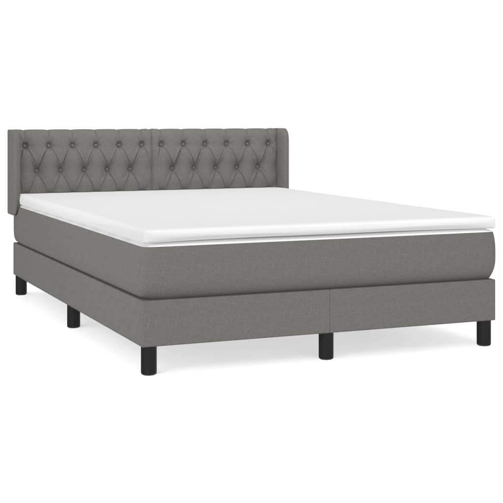 Boxspring Met Matras Stof Donkergrijs 140 x 200 cm Getuft ontwerp