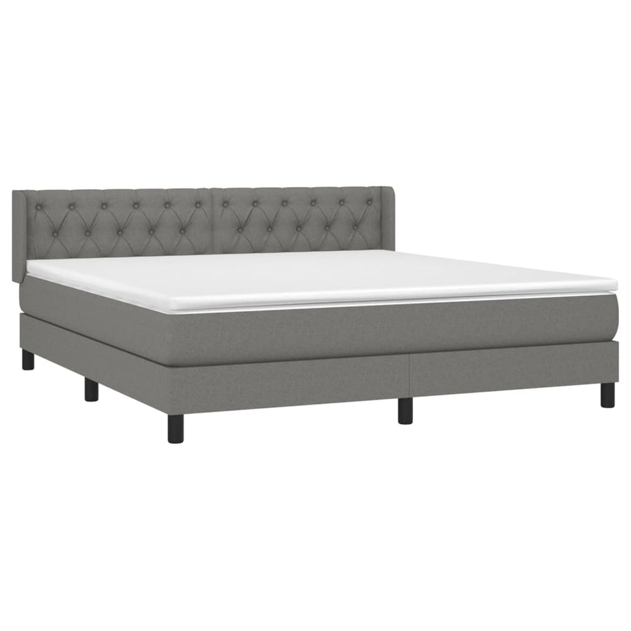 Boxspring Met Matras Stof Donkergrijs 160 x 200 cm Getuft ontwerp