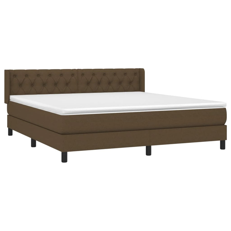 Boxspring Met Matras Stof Donkerbruin 160 x 200 cm Getuft ontwerp