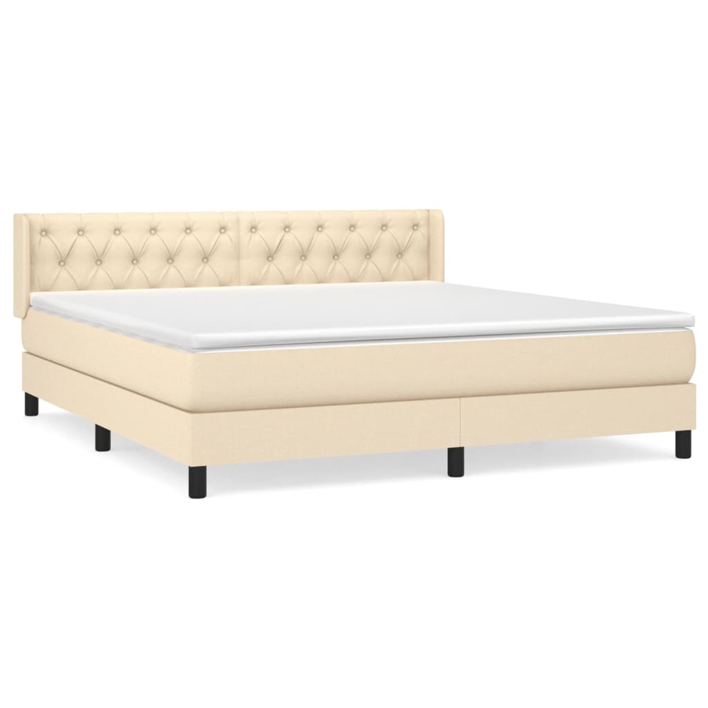 Boxspring Met Matras Stof Kleurig Crème 160 x 200 cm Getuft ontwerp