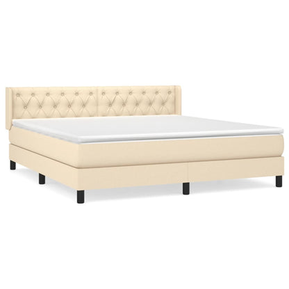 Boxspring Met Matras Stof Kleurig Crème 160 x 200 cm Getuft ontwerp