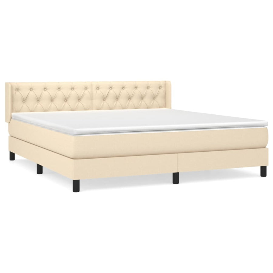 Boxspring Met Matras Stof Kleurig Crème 160 x 200 cm Getuft ontwerp