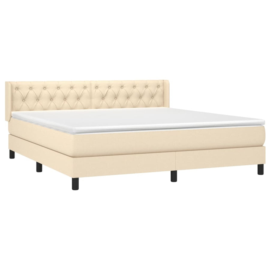 Boxspring Met Matras Stof Kleurig Crème 160 x 200 cm Getuft ontwerp