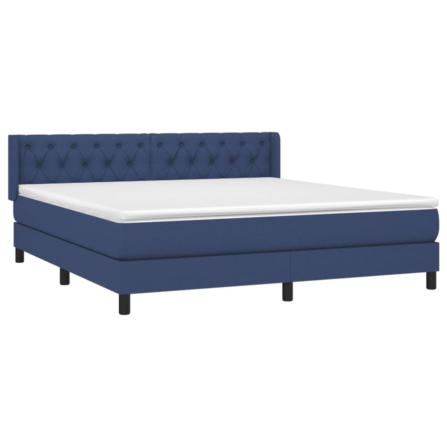 Boxspring Met Matras Stof Blauw 160 x 200 cm Getuft ontwerp
