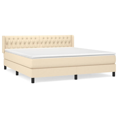 Boxspring Met Matras Stof Crèmekleurig 180X200 Cm 180 x 200 cm Getuft ontwerp