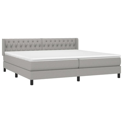 Boxspring Met Matras Stof Lichtgrijs 200 x 200 cm Getuft ontwerp