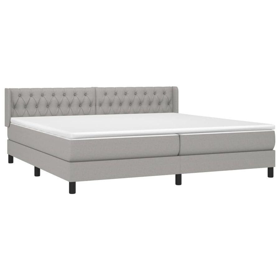 Boxspring Met Matras Stof Lichtgrijs 200 x 200 cm Getuft ontwerp