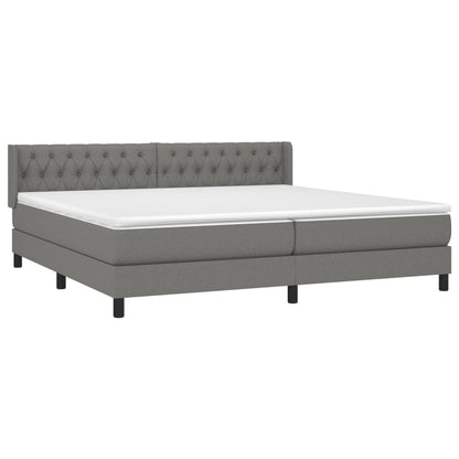 Boxspring Met Matras Stof Donkergrijs 200 x 200 cm Getuft ontwerp