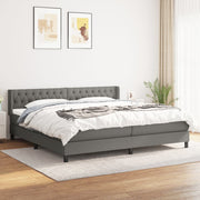 Box spring with dark gray fabric mattress 200x200 cm