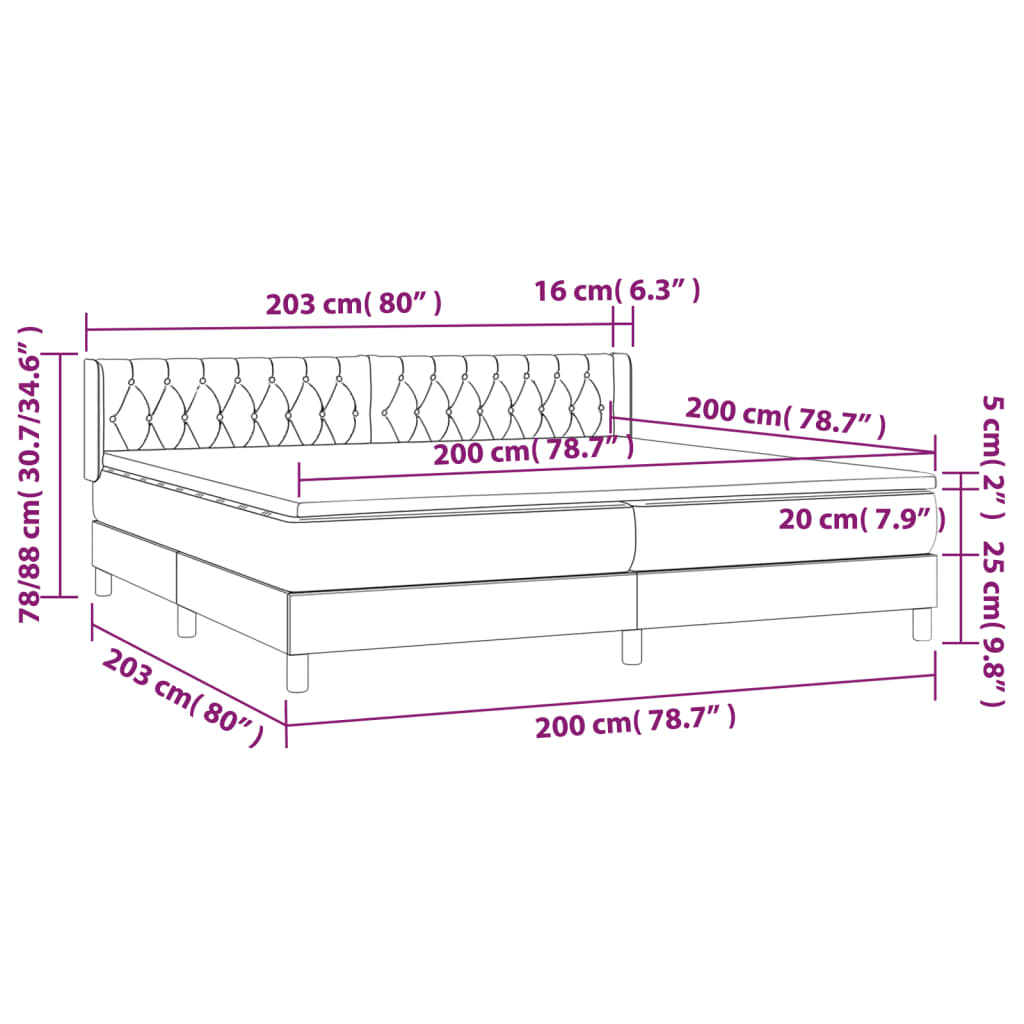 Boxspring Met Matras Stof Donkerbruin 200X200 Cm 200 x 200 cm Getuft ontwerp