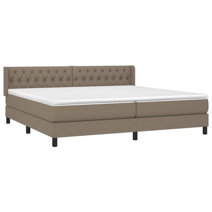 Boxspring met matras stof taupe 200x200 cm 200 x 200 cm Getuft ontwerp