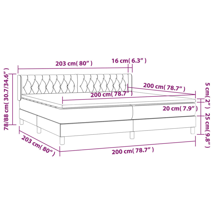 Boxspring met matras stof taupe 200x200 cm 200 x 200 cm Getuft ontwerp