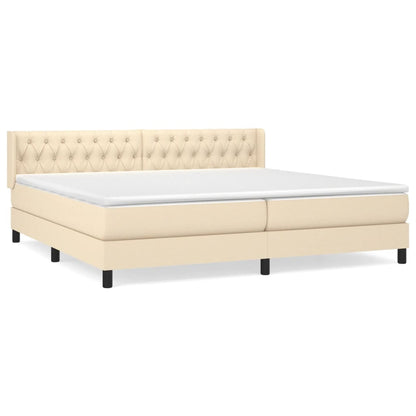 Boxspring Met Matras Stof Kleurig Crème 200 x 200 cm Getuft ontwerp