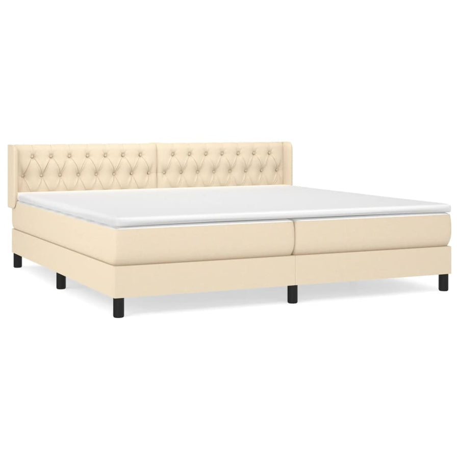 Boxspring Met Matras Stof Kleurig Crème 200 x 200 cm Getuft ontwerp