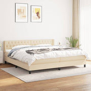 Box spring with fabric mattress cream-coloured 200x200 cm