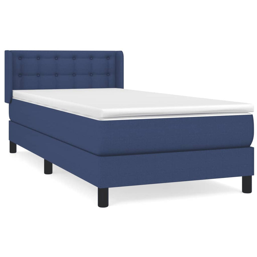 Boxspring Met Matras Stof Blauw 80 x 200 cm Knopen