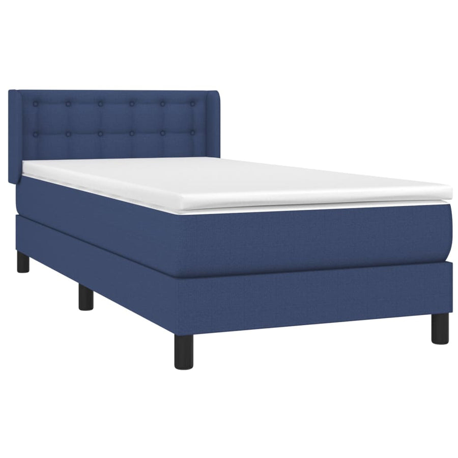 Boxspring Met Matras Stof Blauw 80 x 200 cm Knopen