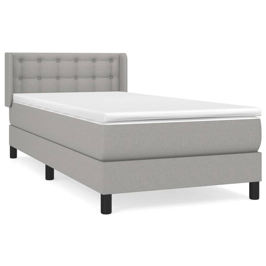 Boxspring Met Matras Stof Lichtgrijs 90 x 190 cm Knopen